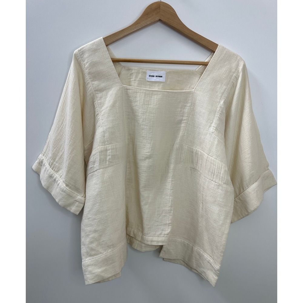 Atelier Delphine Block Top in Crinkle Gauze 100% Cotton USA MADE Kinari Medium - Picture 4 of 16
